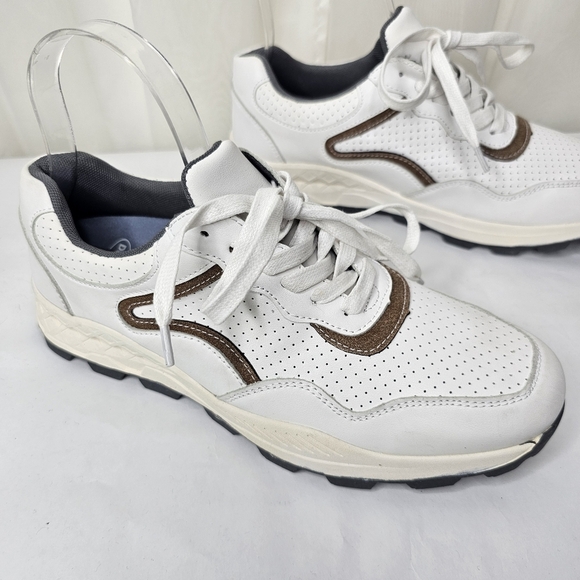 French Connection Petta Lace up Fashion Sneaker White Brown Gray Size 8 - Picture 3 of 12